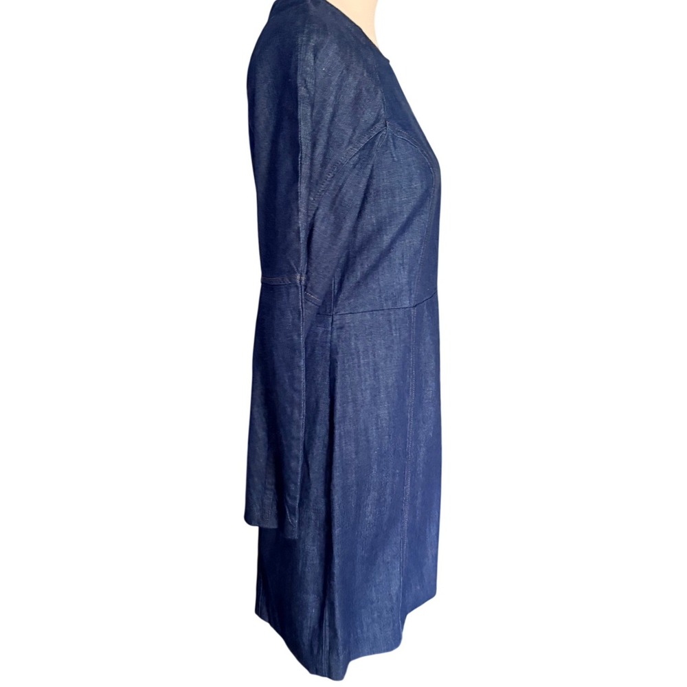 Banana Republic Denim Fit and Flare Mini Dress Indigo Blue Long Sleeve Size 6 - Picture 3 of 12